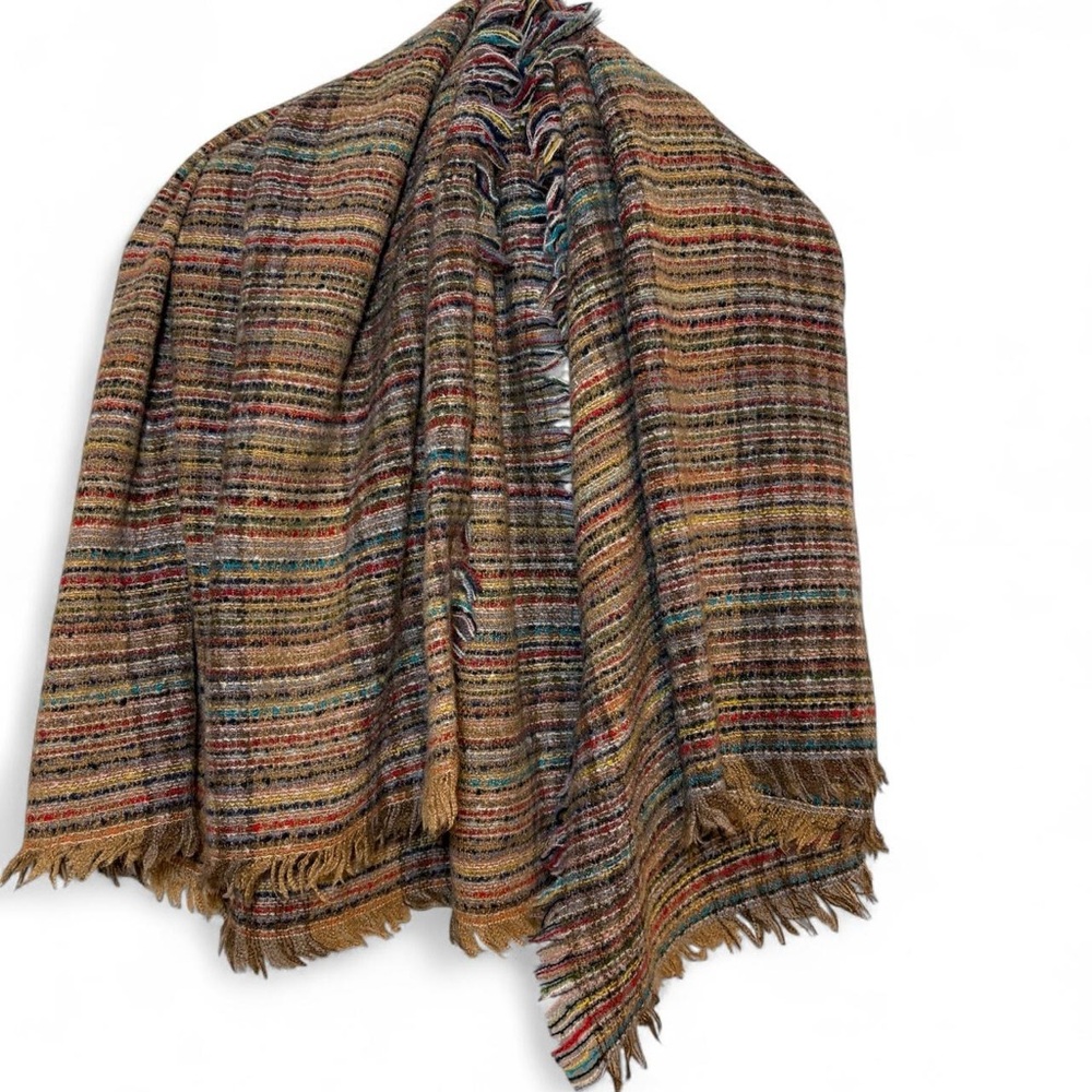 Tan plaid square scarf with Ralph Lauren vibes